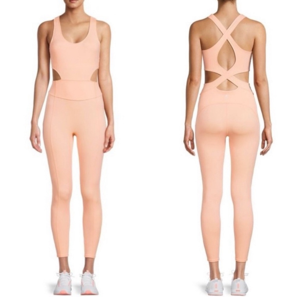 NWT Free‎ People Movement Back It Up Activewear Jumpsuit in Soft Orange - XS